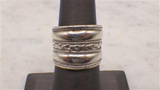 925, CIDER BAND RING, WOVEN ROPE DESIGN, SIZE 7, SIGNS OF WEAR, SCRATCHES